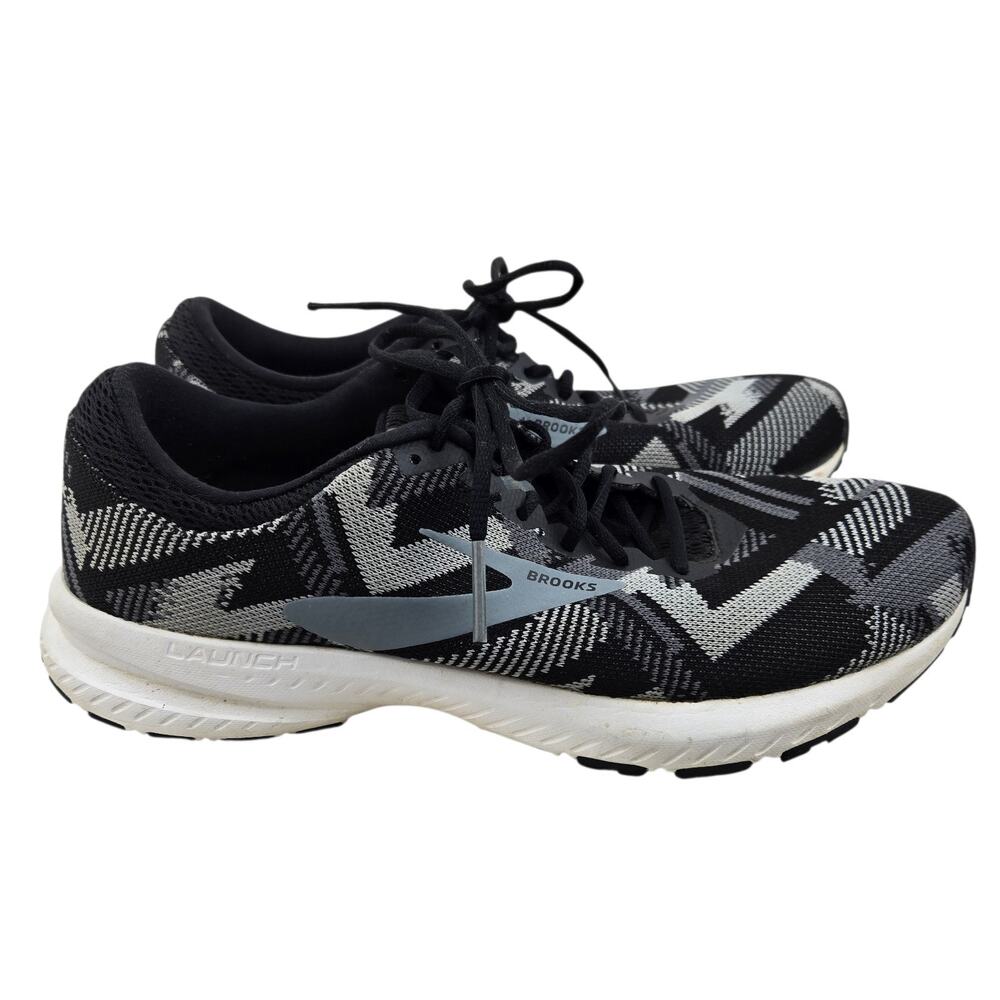 Brooks Running Shoes Womens 9.5 Launch 6 Black Gray Geometric Athleisure Comfort